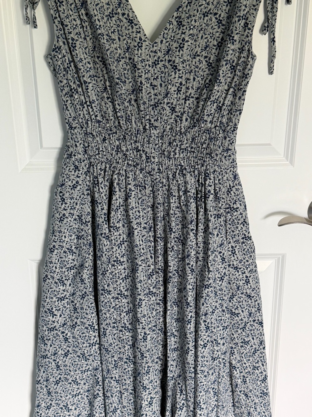 Madewell Blue Florentine Floral Sophia Smocked Midi Dress Size XS 54747 - Picture 11 of 14